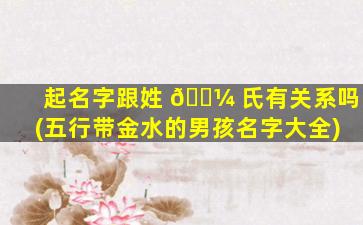 起名字跟姓 🐼 氏有关系吗(五行带金水的男孩名字大全)